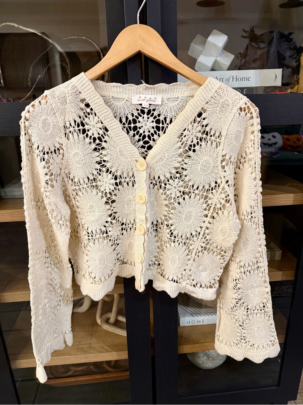 Sweet Generis S/M Floral Crochet Button Front Cardigan
